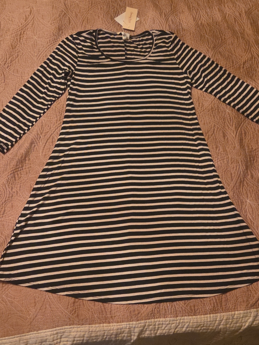 Striped Black and White Maternity A-Line Women's Dress